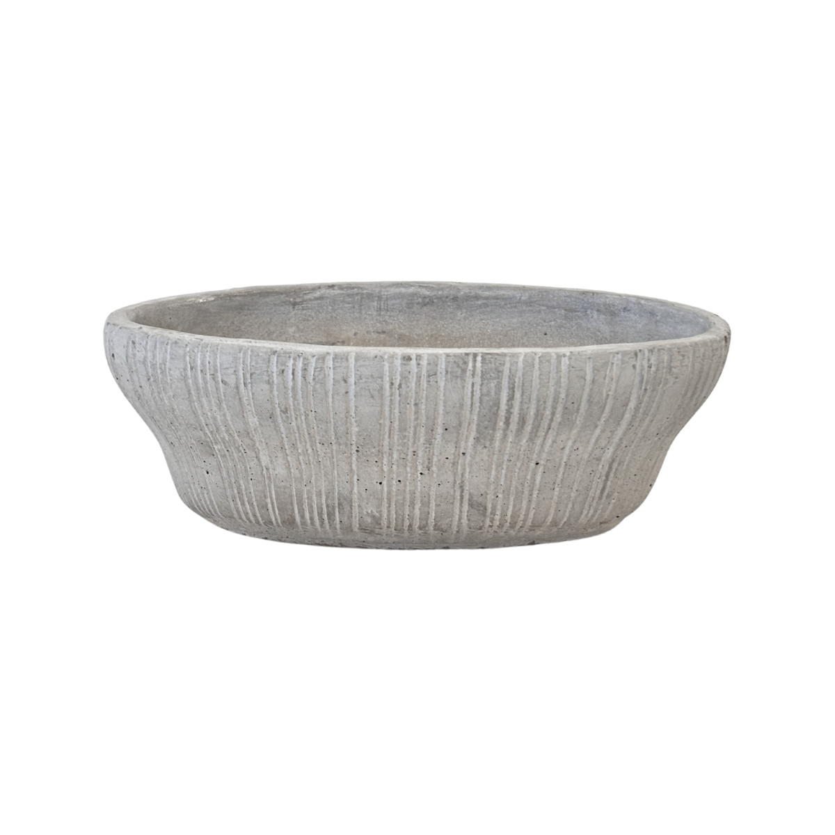 Cement Striped Pot Small