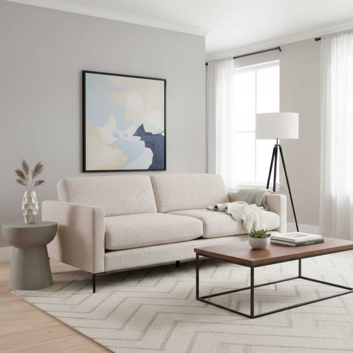 Audrey Custom Cream Apartment Sofa