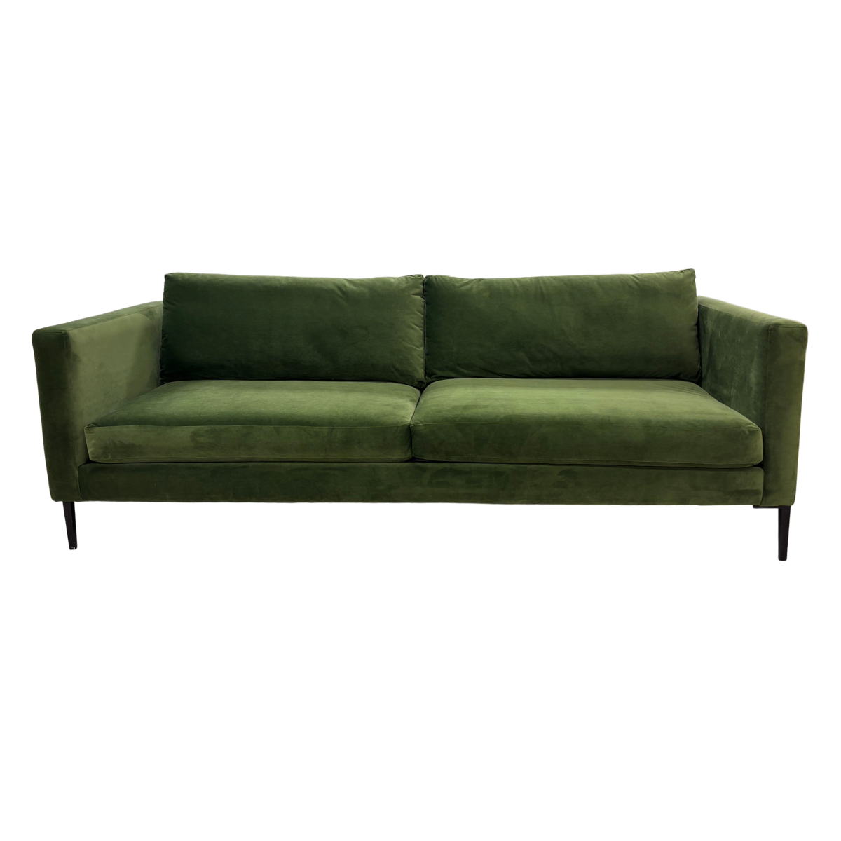 Slim Moss Green Velvet Sofa With Black Legs 90"