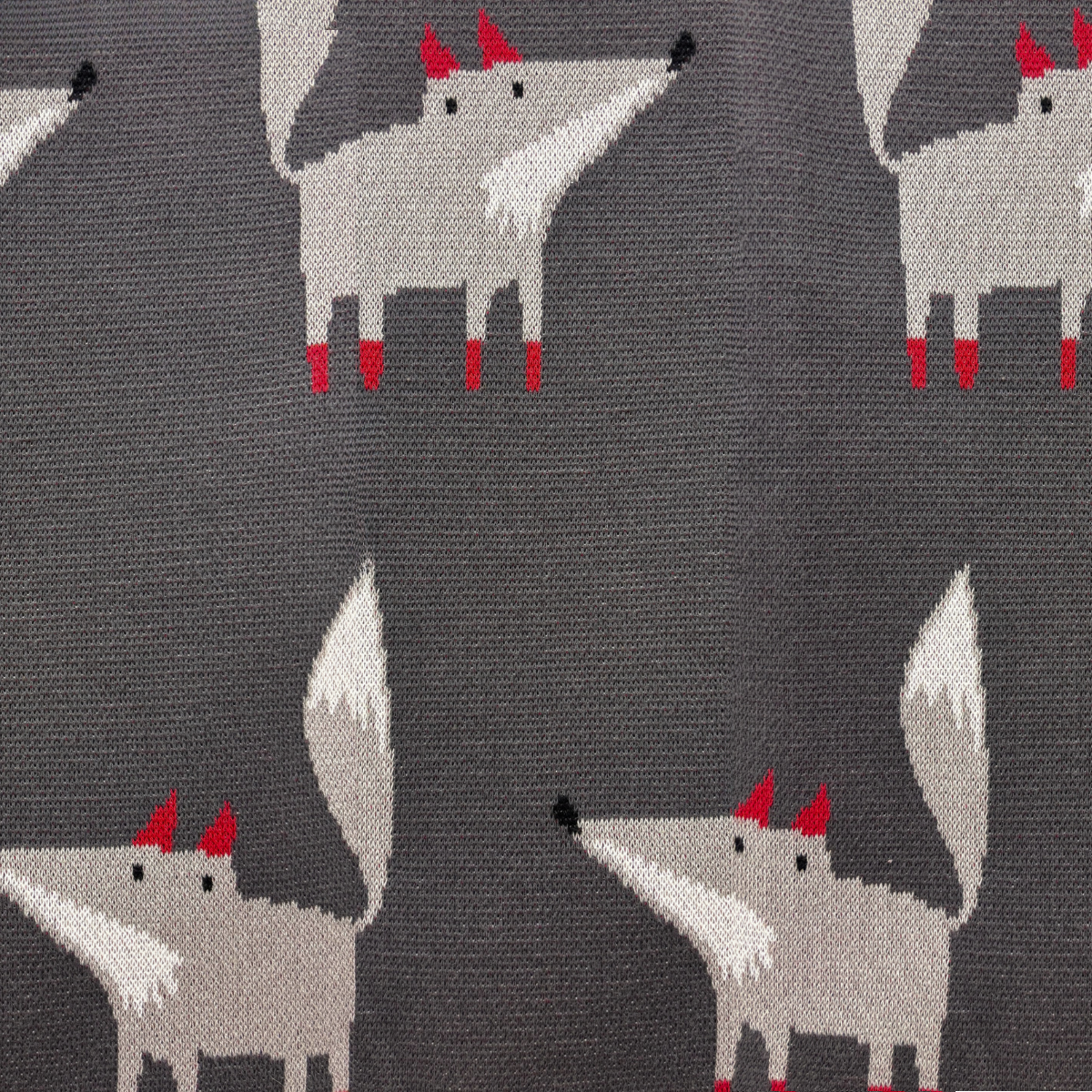 Grey Knit w/ Fox Pattern Throw