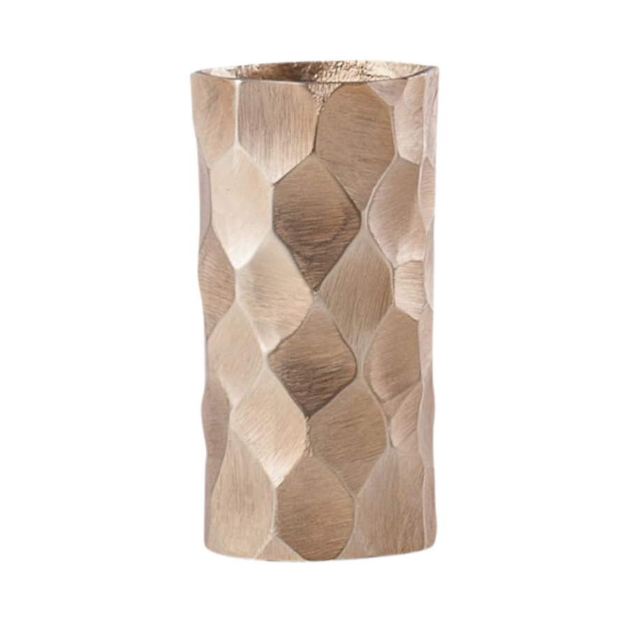 Small Gold Dented Cylinder Vase