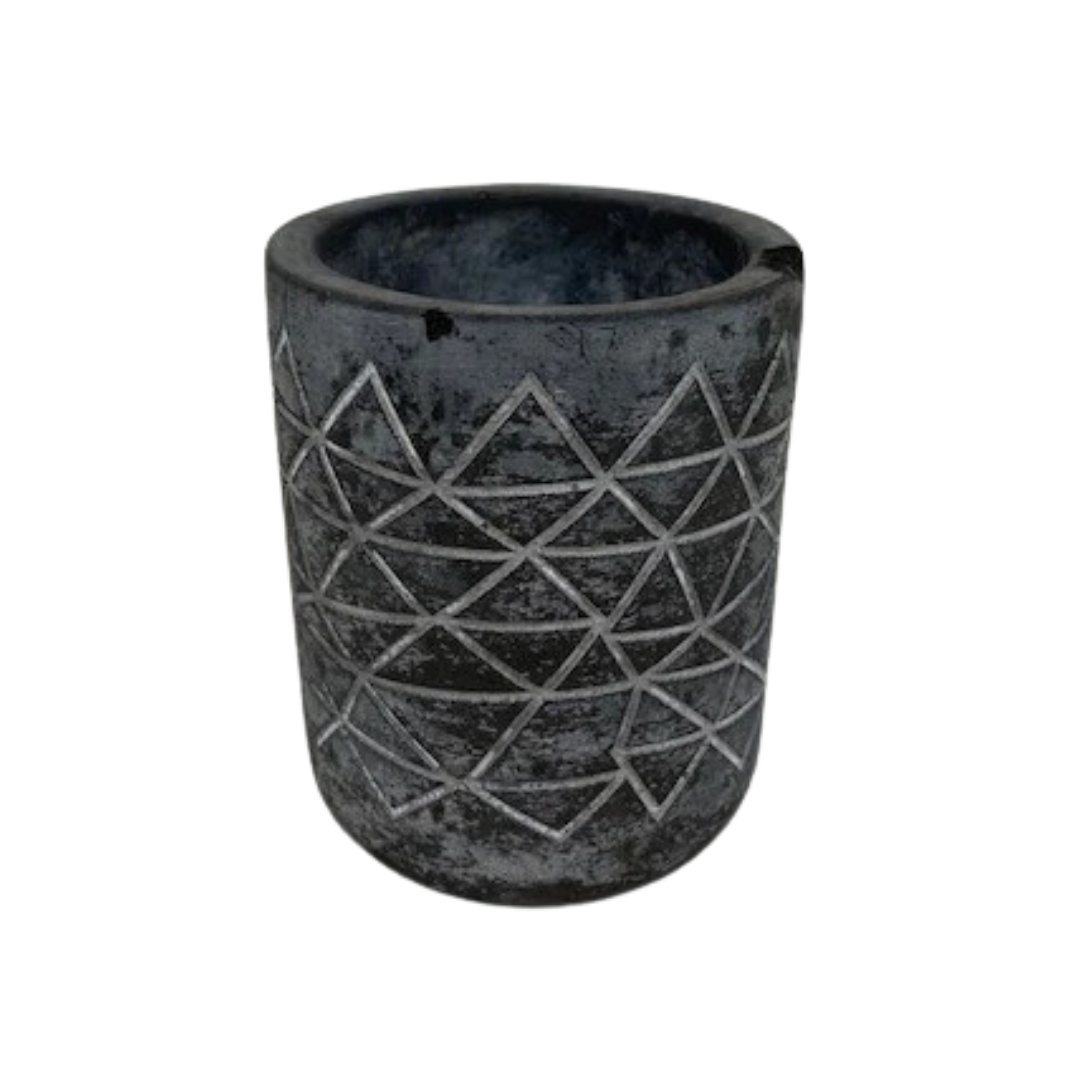 Small Faded Black Matte w/ Geometric Pattern