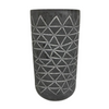 Large Faded Black Matte Vase with Geometric Pattern