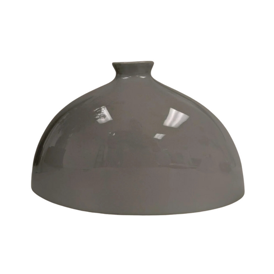 Light Grey Glossy Vase with Flat Base