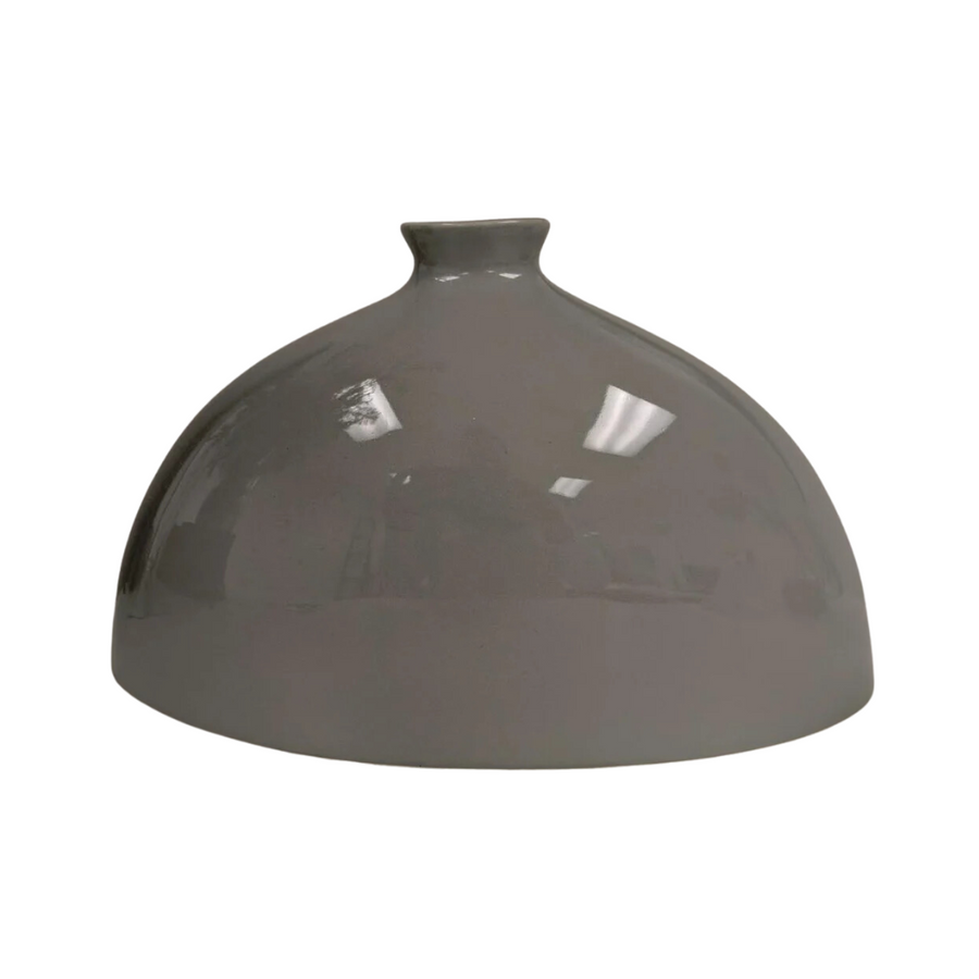 Light Grey Glossy Vase with Flat Base