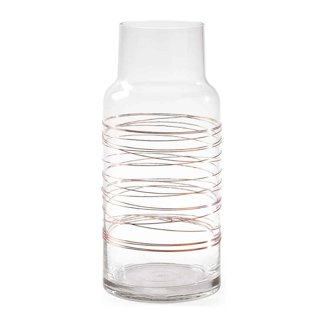 Small Clear Cylinder Vase w/ Copper Wire