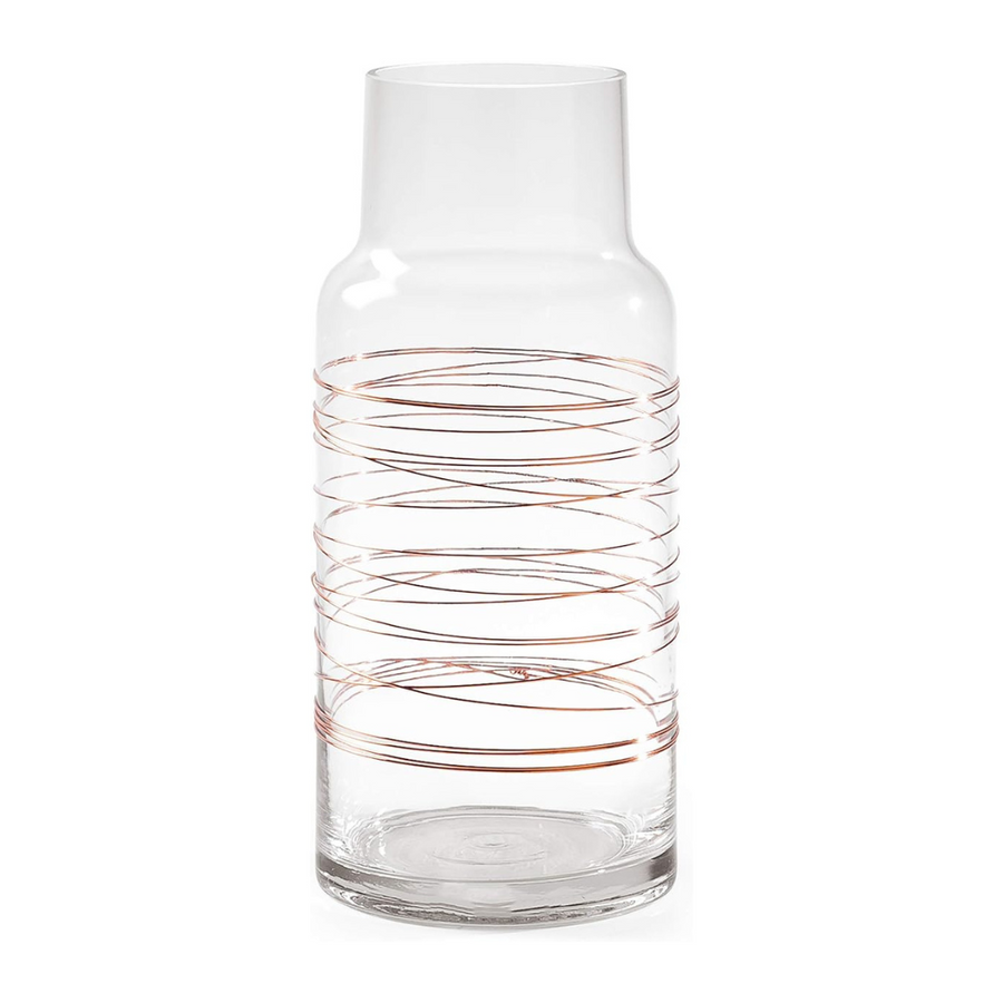 Small Clear Cylinder Vase w/ Copper Wire