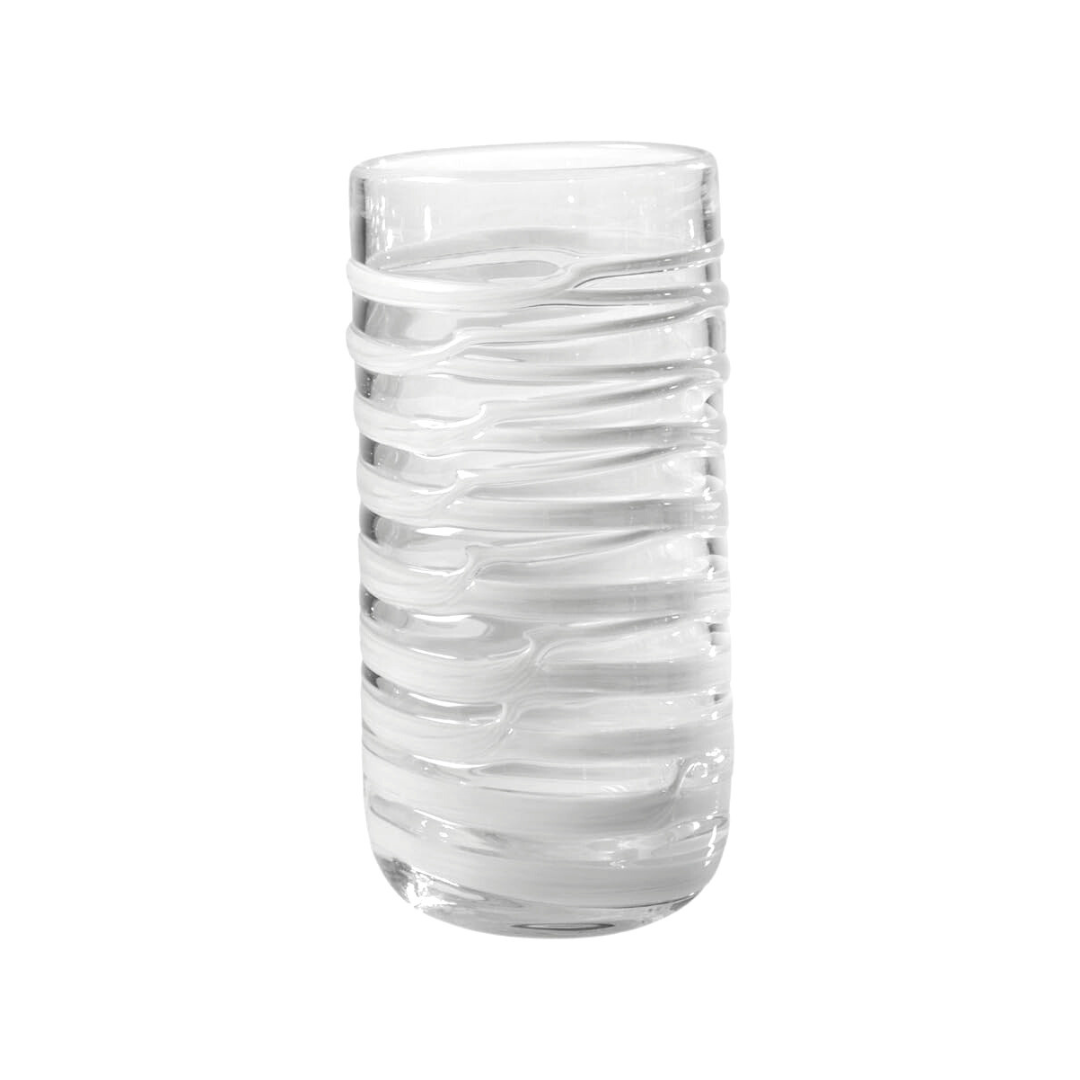 Medium Glass Vase with White Stripes