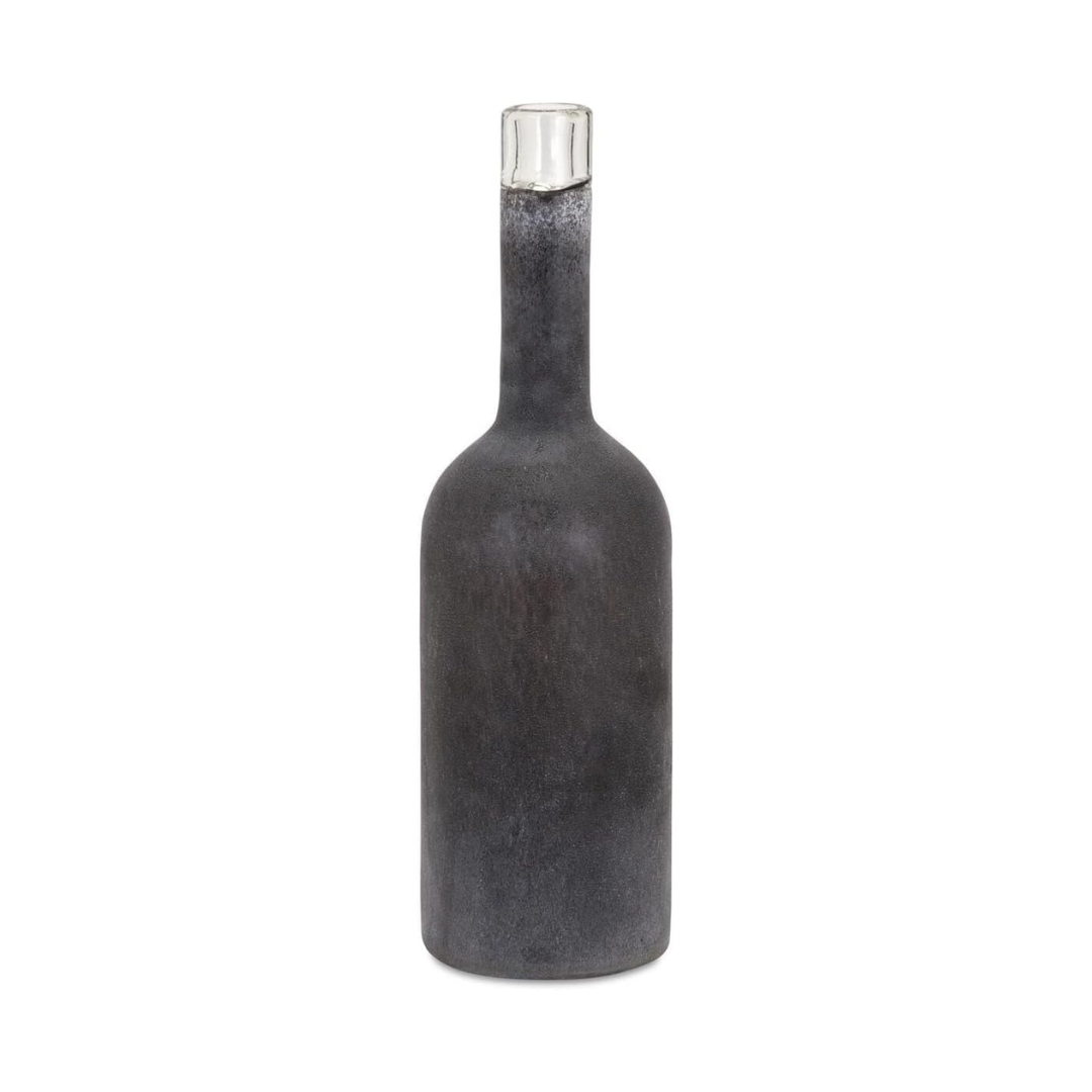 Small Frosted Black Bottle Vase