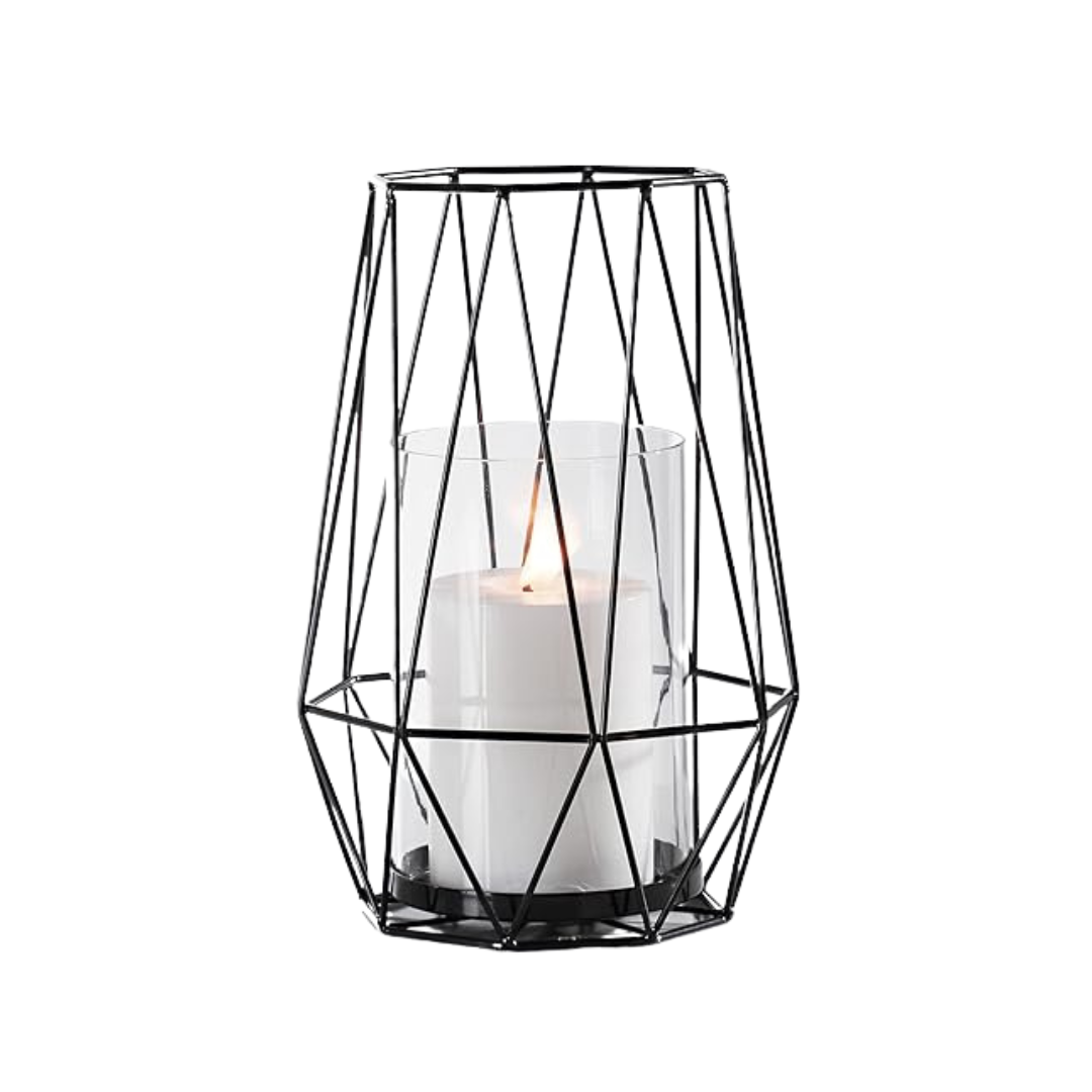Small Black Wire Geometric Candle Holder