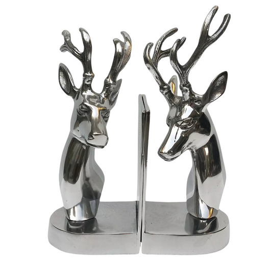 Chrome Deer Stag Head Book End