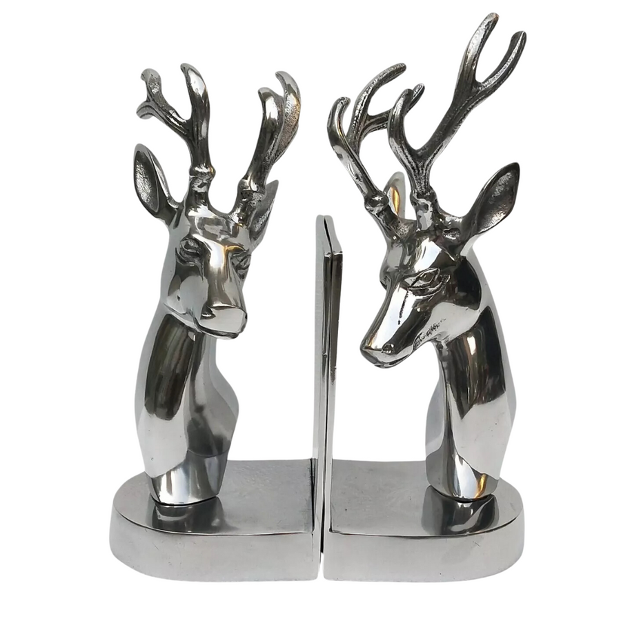 Chrome Deer Stag Head Book End