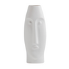 Large Matte White Tribal Face Vase