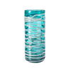 Medium Blue Glass Vase with White Stripes