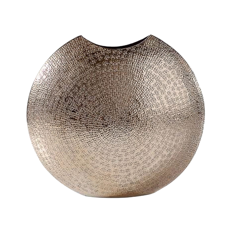 Gold Hammered Pinched Round Vase