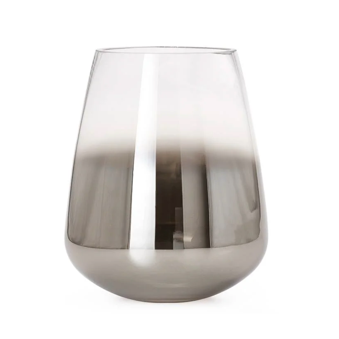 Large Smoked Ombre Silver Glass Vase