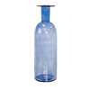 Tall Blue Glass Bottle Neck Vase