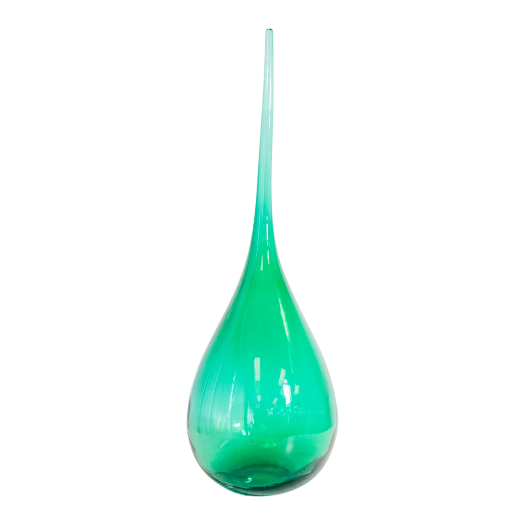 Tall Blue Blue Glass Tear Drop Vase