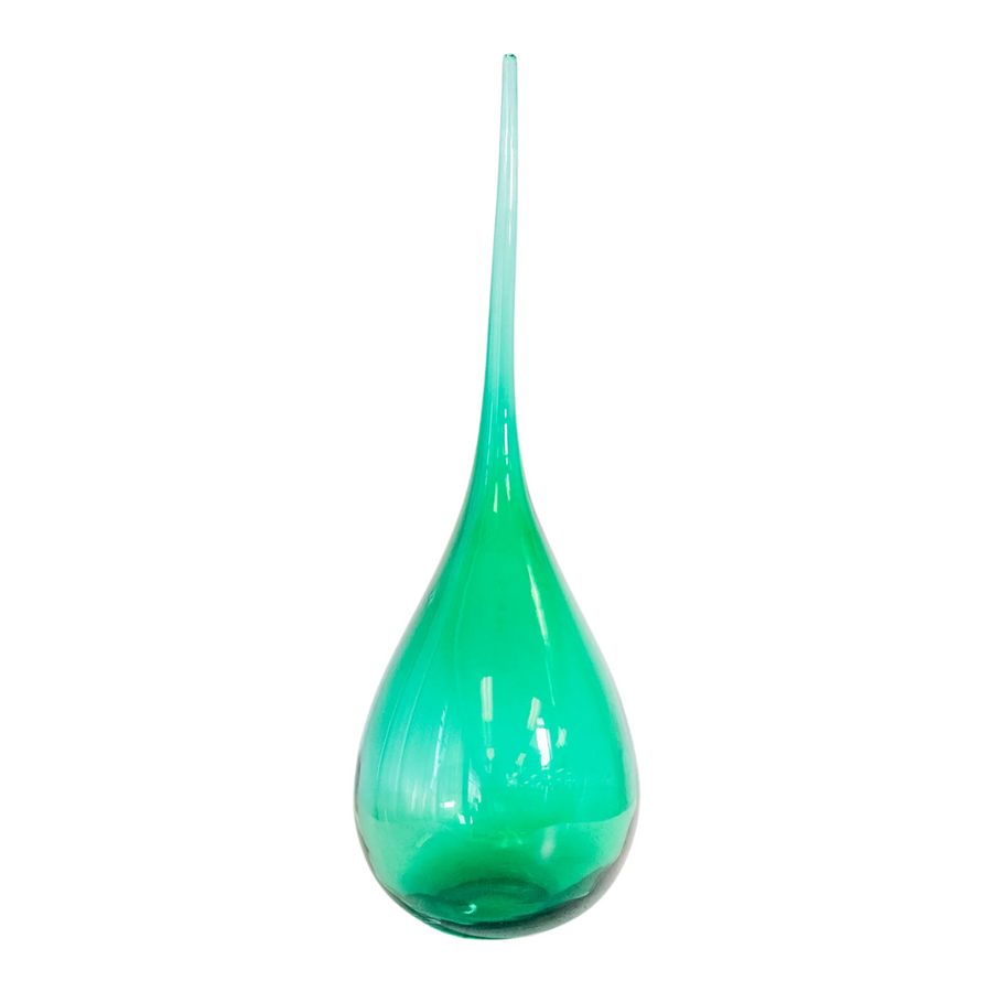 Tall Blue Blue Glass Tear Drop Vase