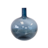 Clear Blue Bulbous Glass Vase