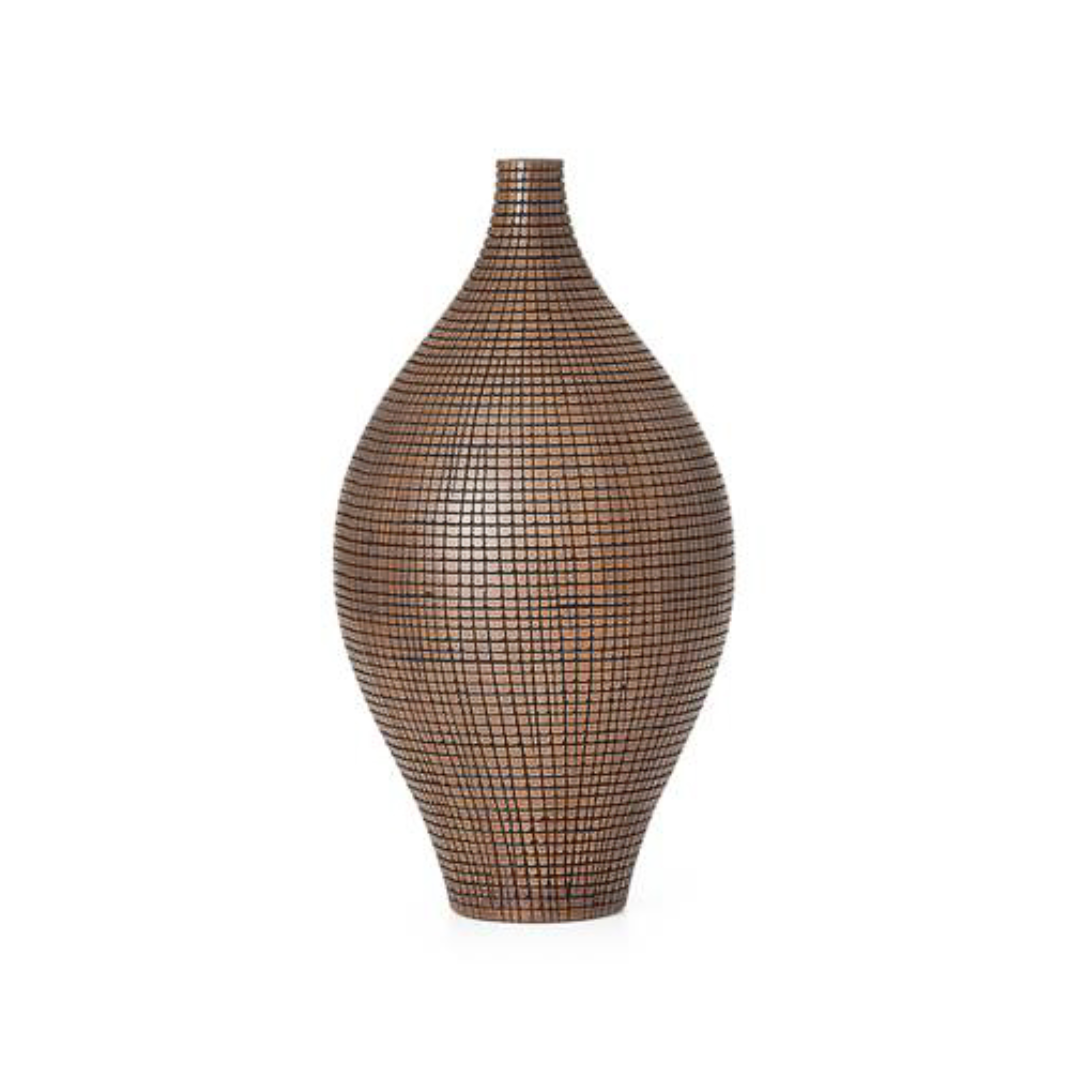 Brown Grid Vase
