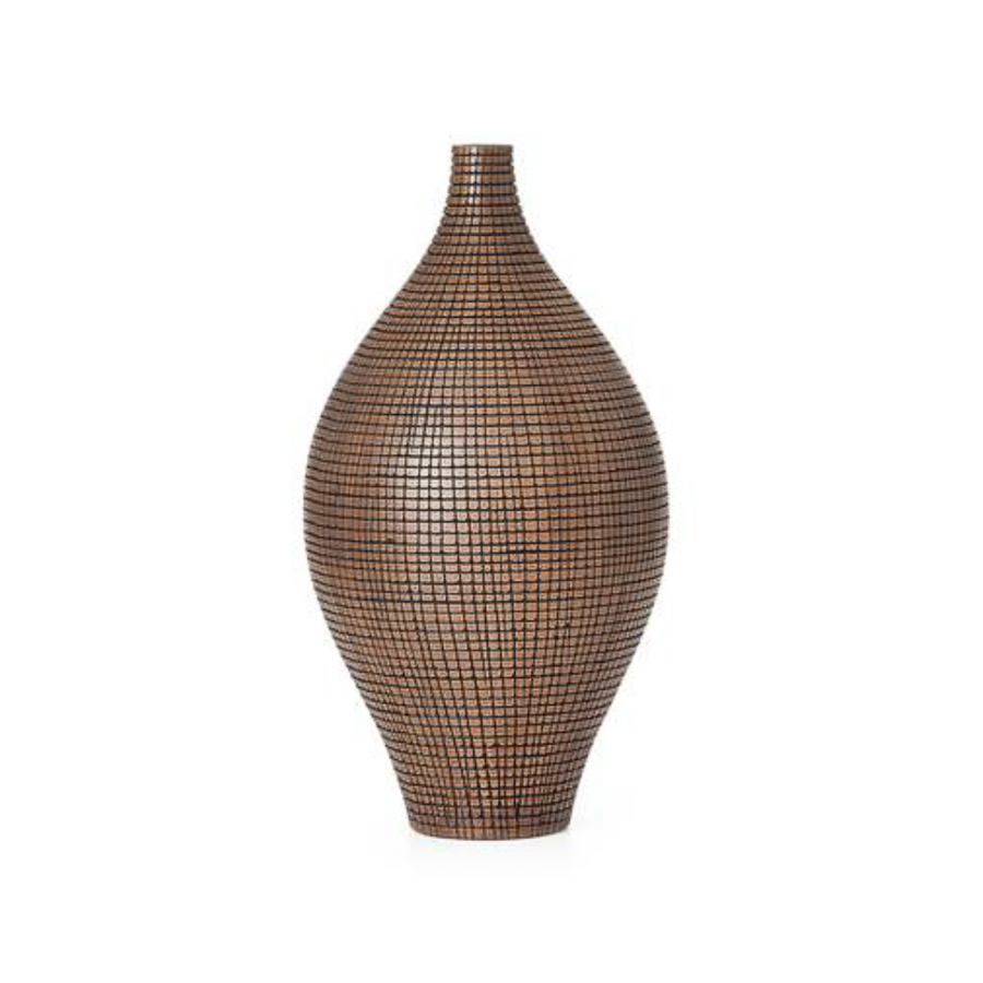 Brown Grid Vase