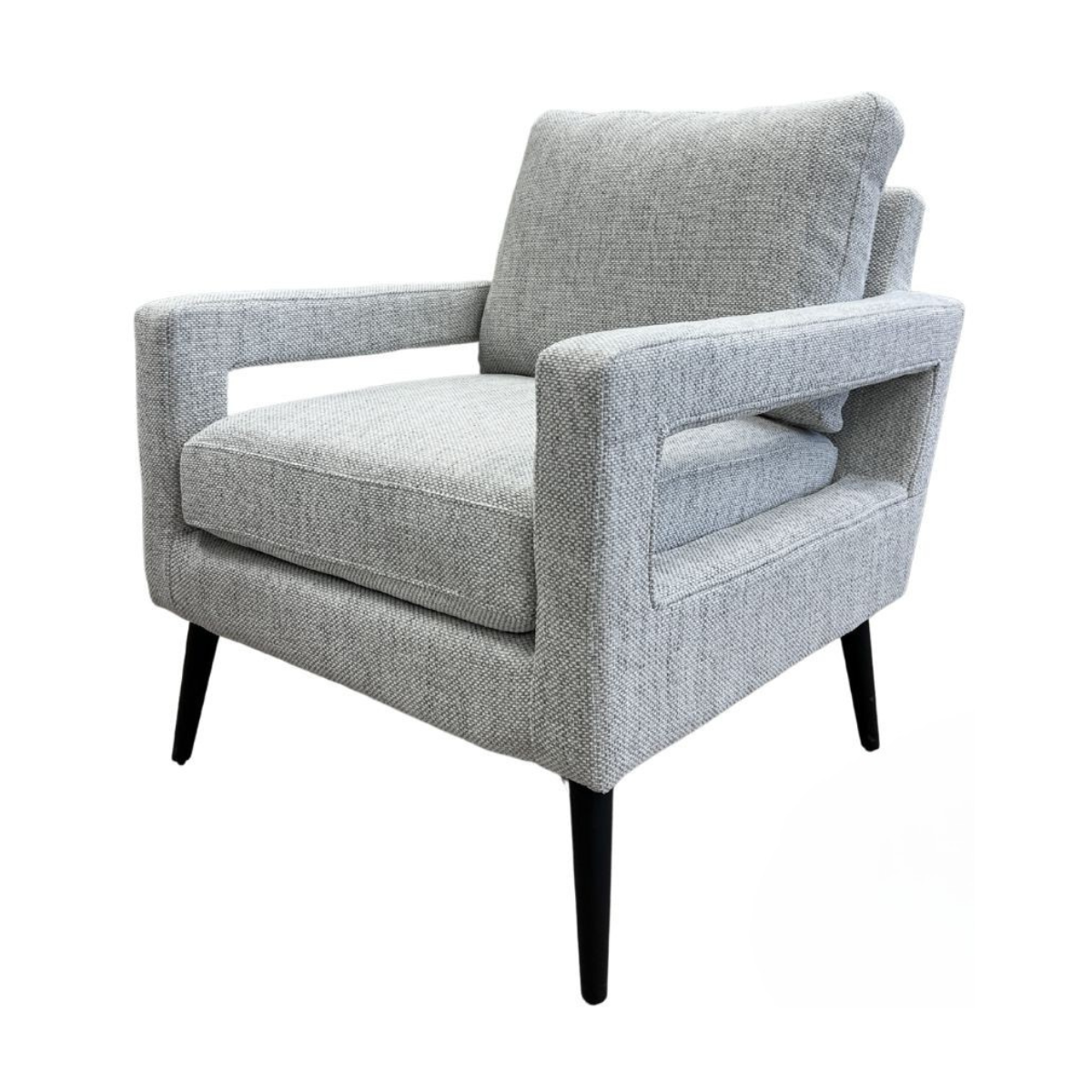 Light Grey Armchair with Open-Sided Design Accent Chair