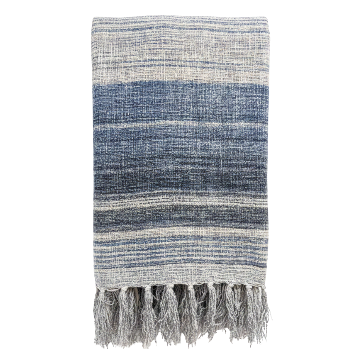 Blue & Cream Throw with Fringe
