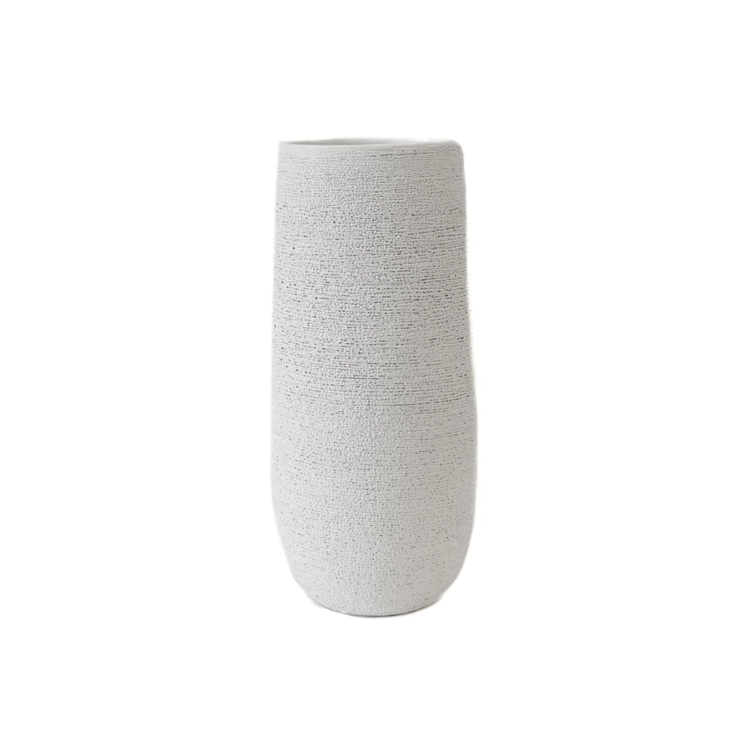 Round Ceramic White Spun Textured