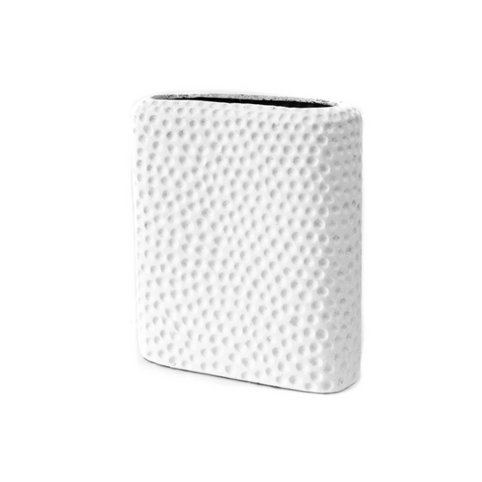 Medium Rectangle White Crater Texture Vase