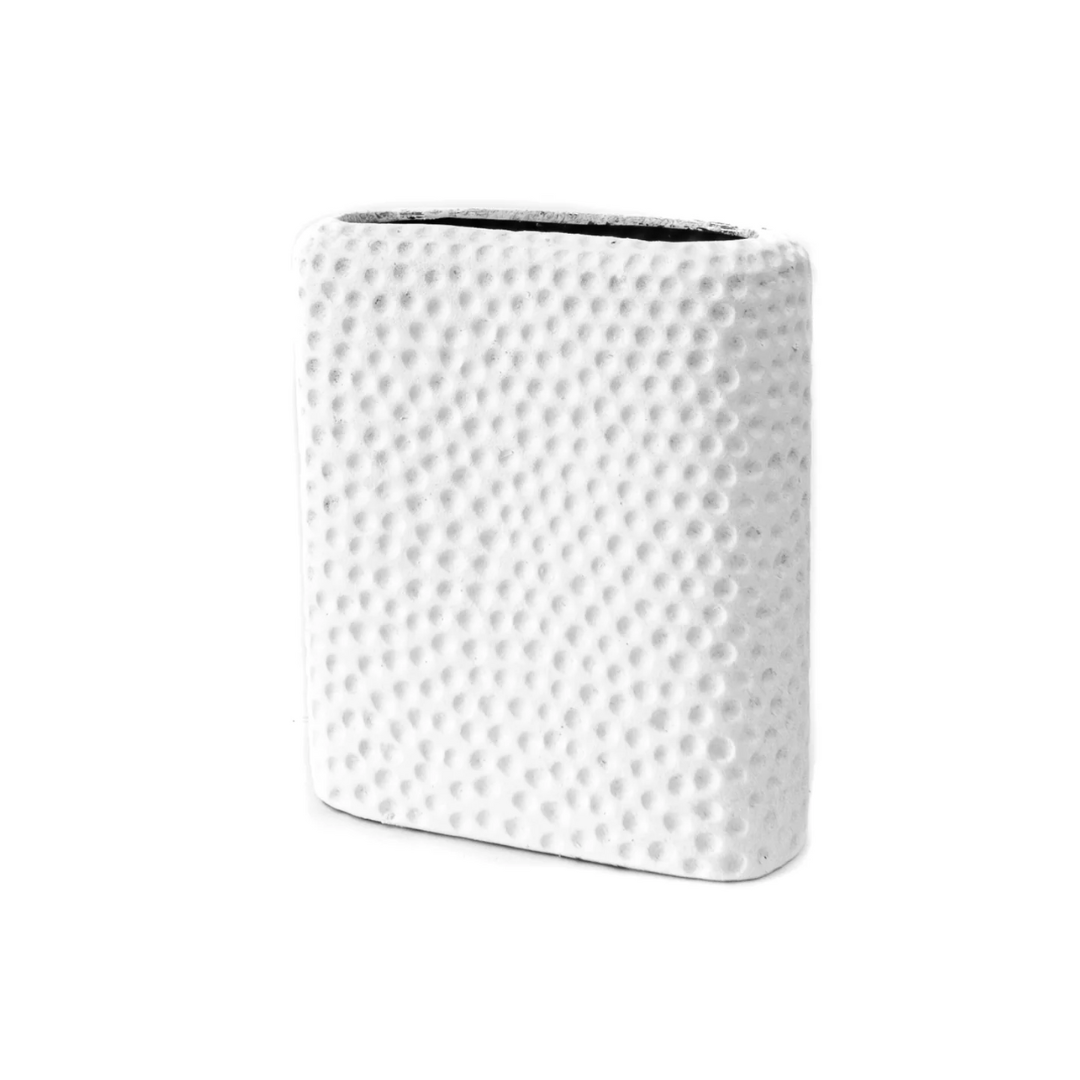 Medium Rectangle White Crater Texture Vase