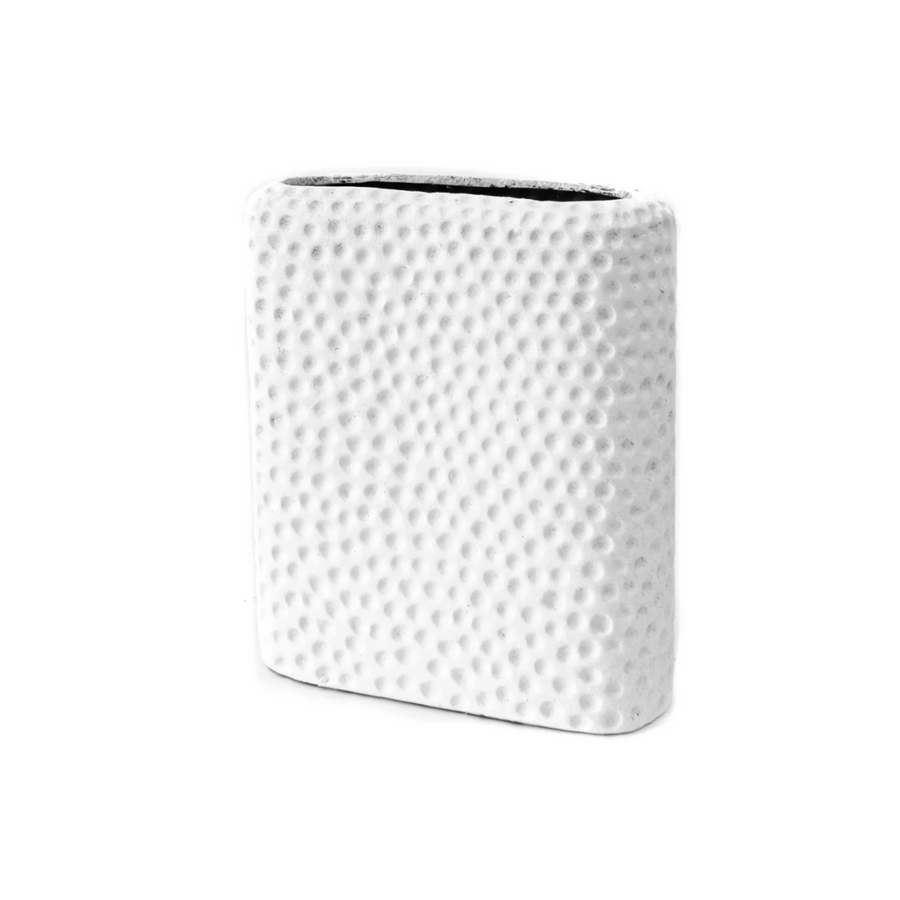Medium Rectangle White Crater Texture Vase