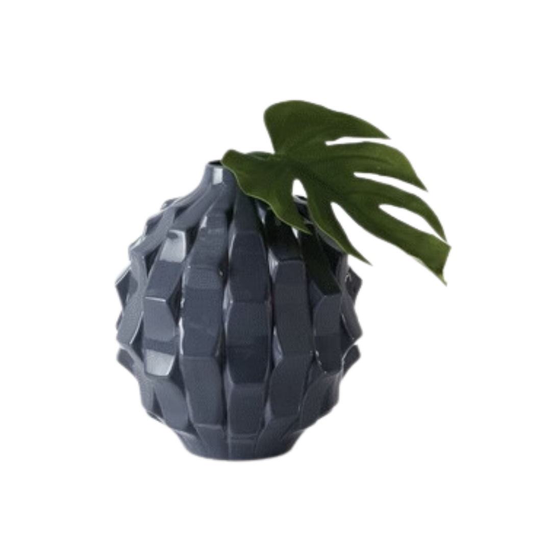 Dark Grey Multi-Point Round Vase