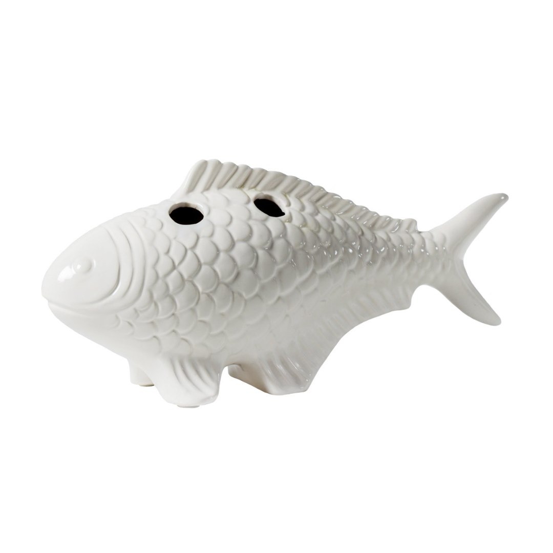 Large White Koi Fish Vase