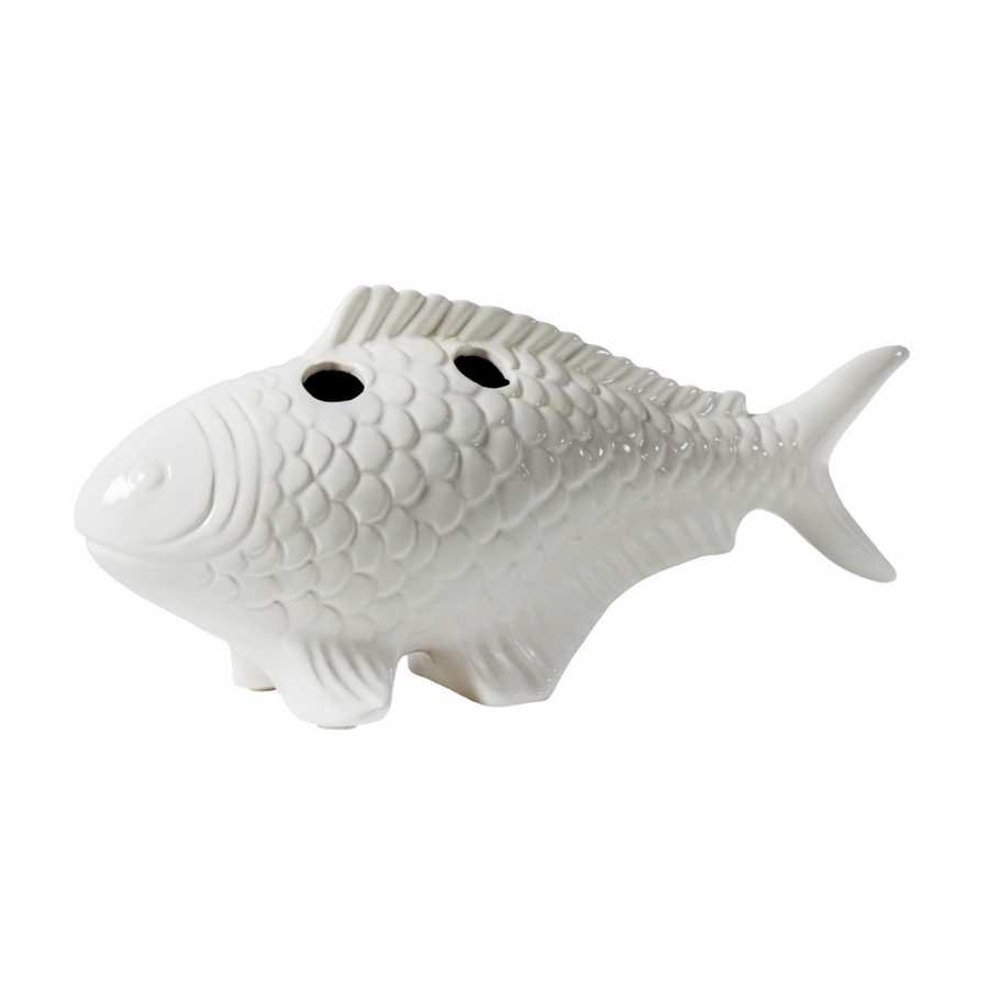 Large White Koi Fish Vase