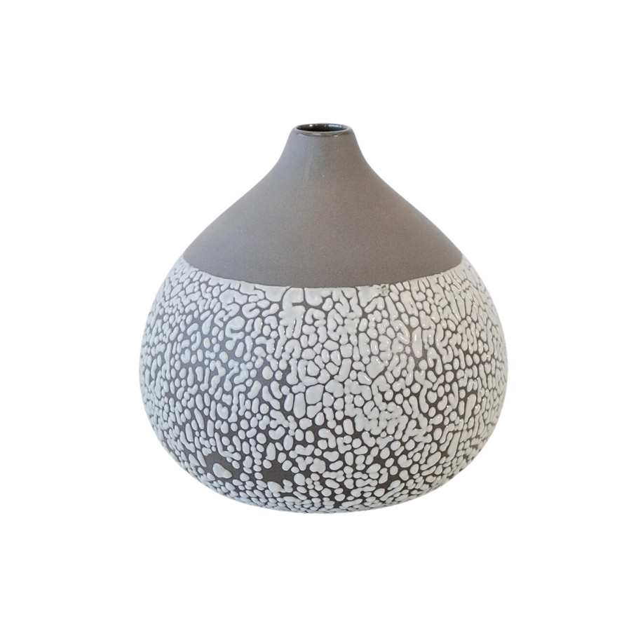Fragmented Glaze White w/ Grey Top Vase