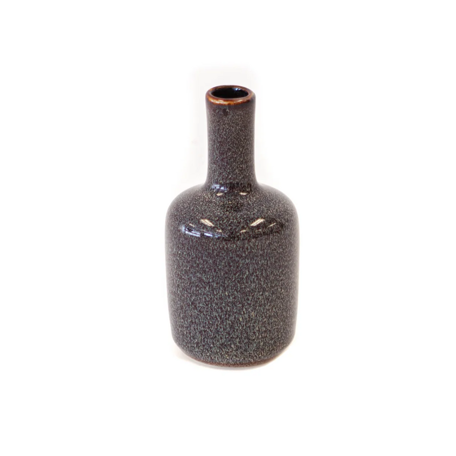 Small Purple Speckled Stoneware Bottle