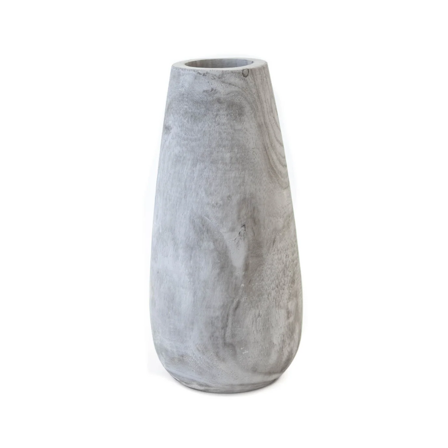 Tall Grey Paulownia Wood Vase