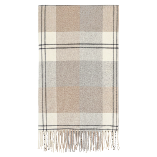 Plaid Grey, Cream & Brown Throw