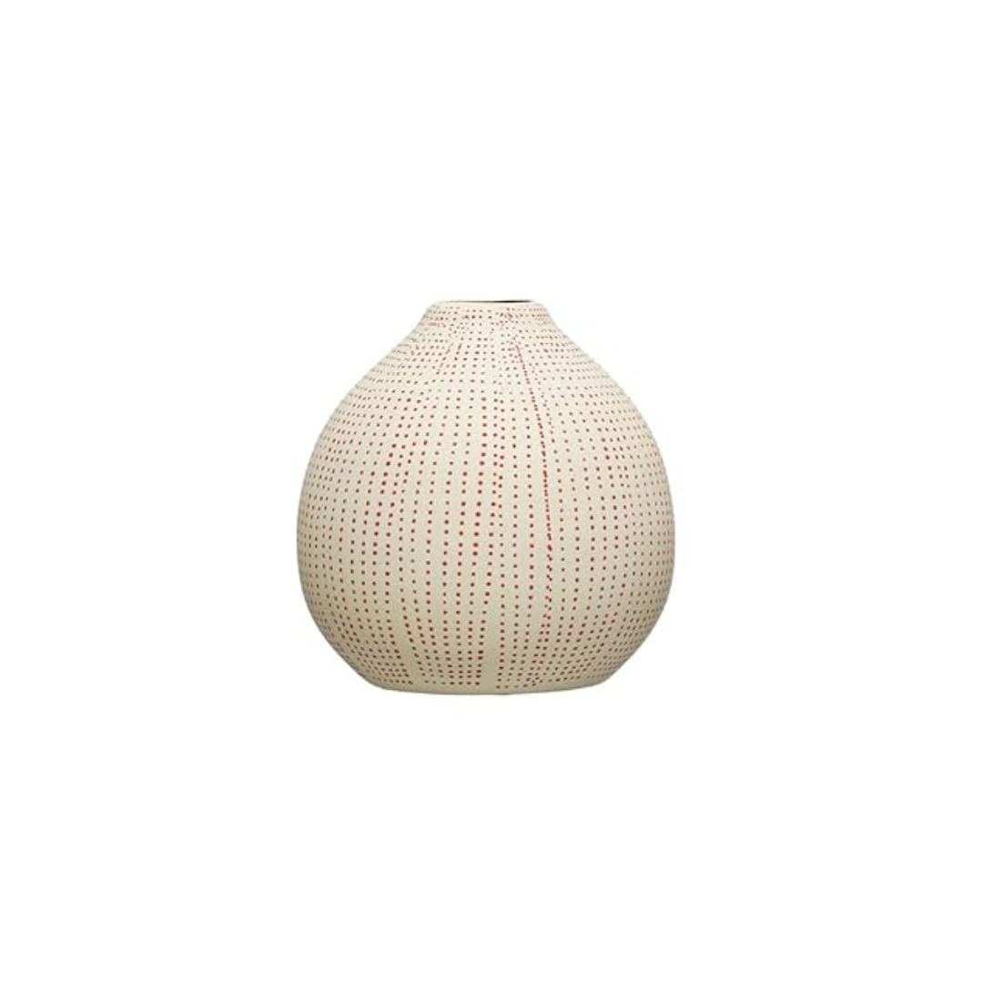 Small Round Textured Stoneware Vase