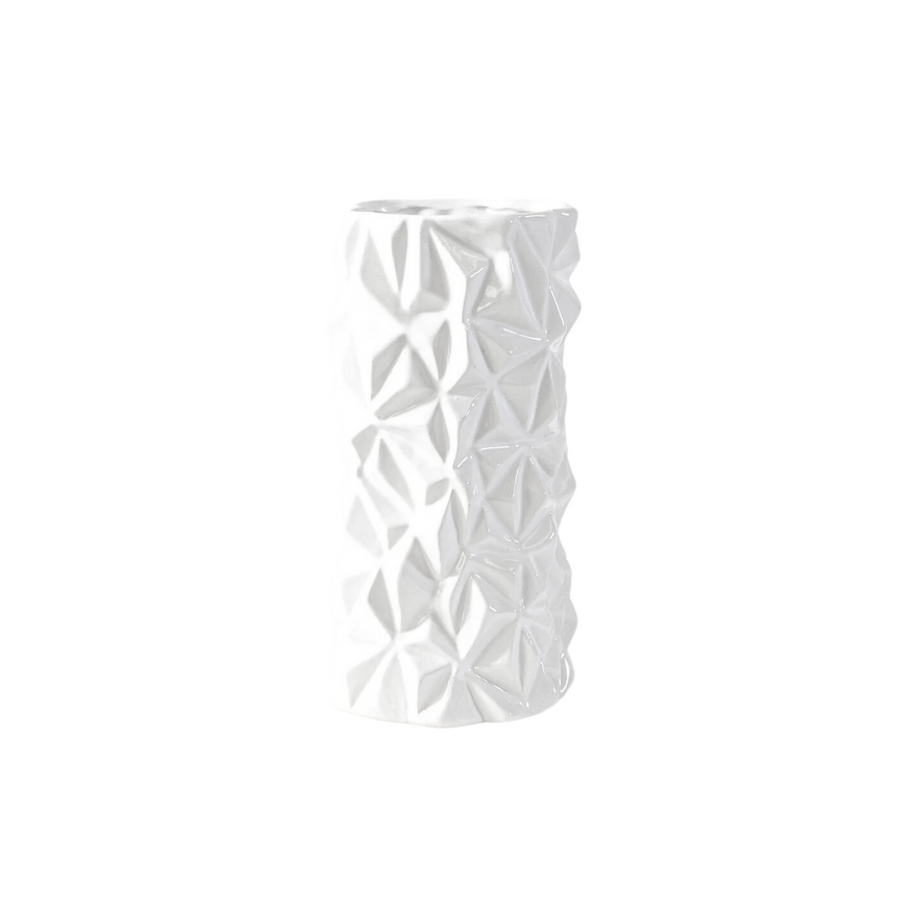 Tall White Ceramic Crumple Vase