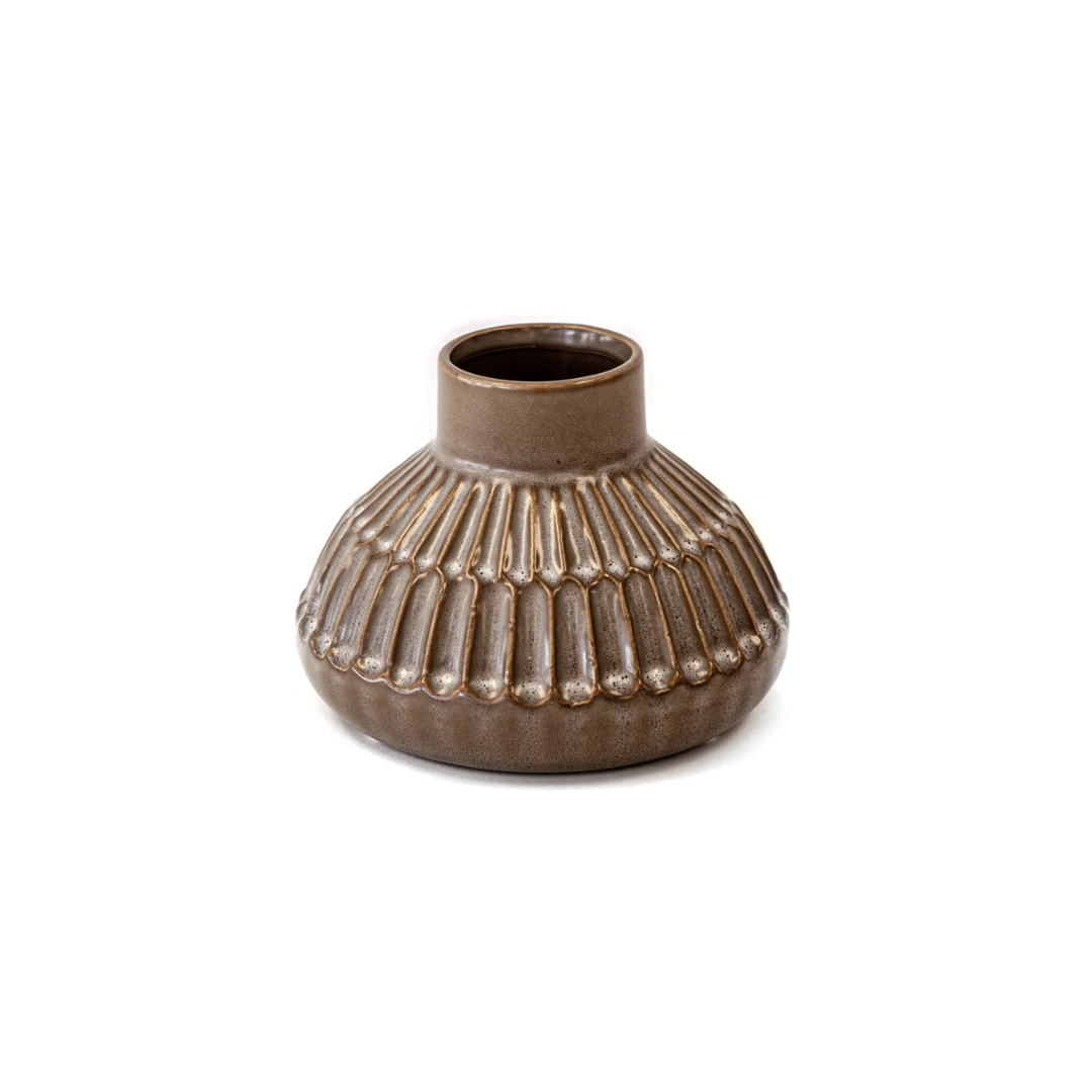 Stoneware Light Brown Trellis Vase