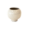 Footed Round White & Cream Stoneware Vase