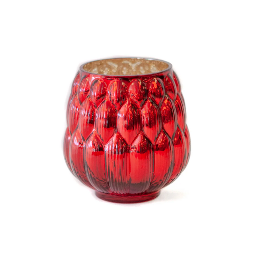 Red Shiny Geometric Vase