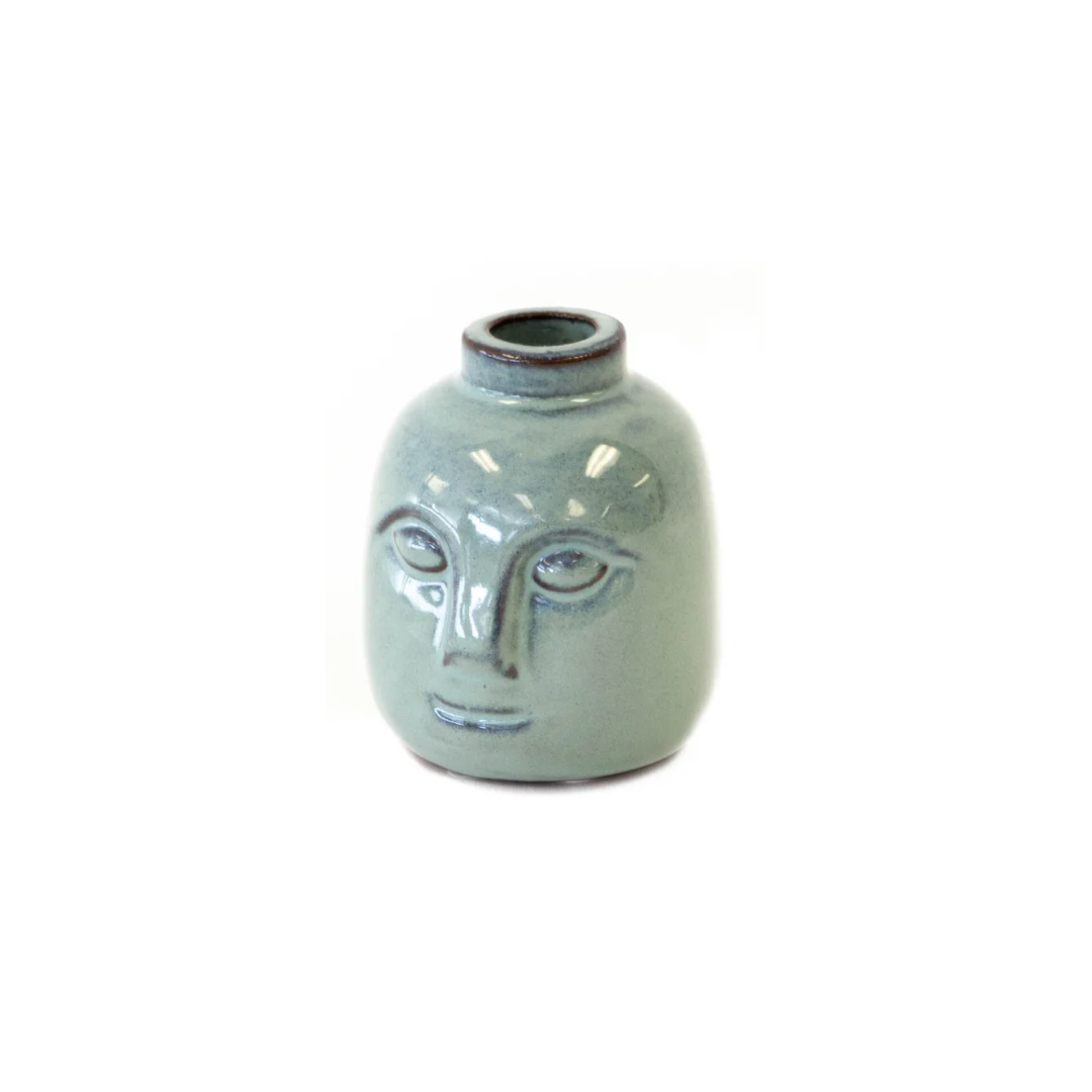 Stoneware Taper Face Blue Vase