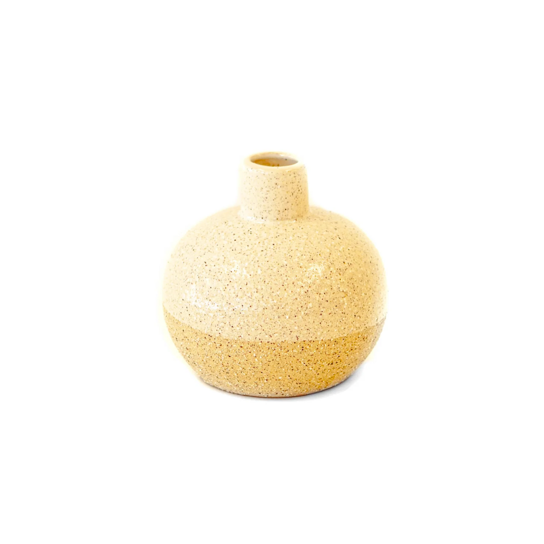 Round Stoneware White & Sand Vase