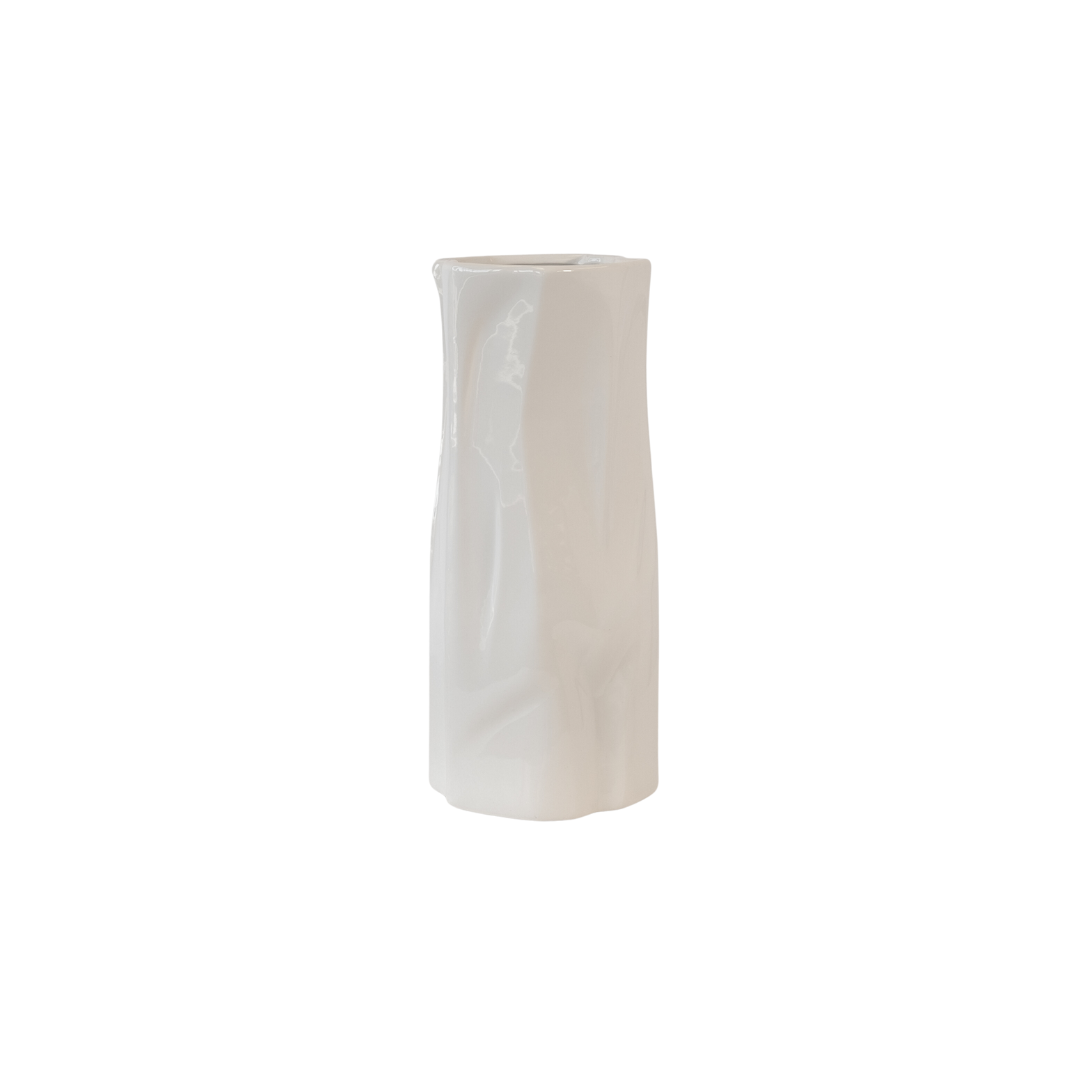 Small White Crushed Trunk Vase