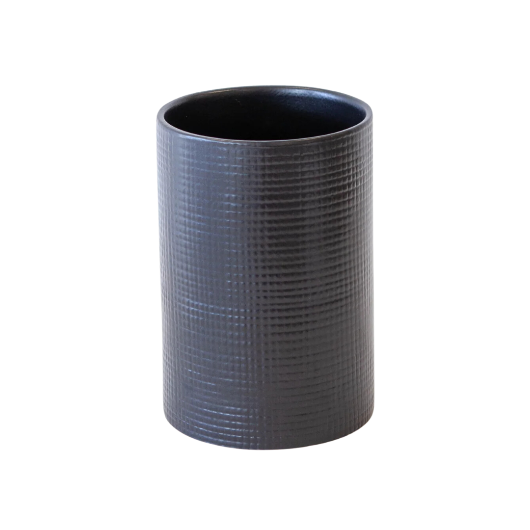 Tall Black Textured Vase