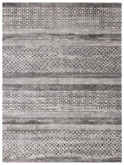 Tribal Pattern Rug in Grey and White