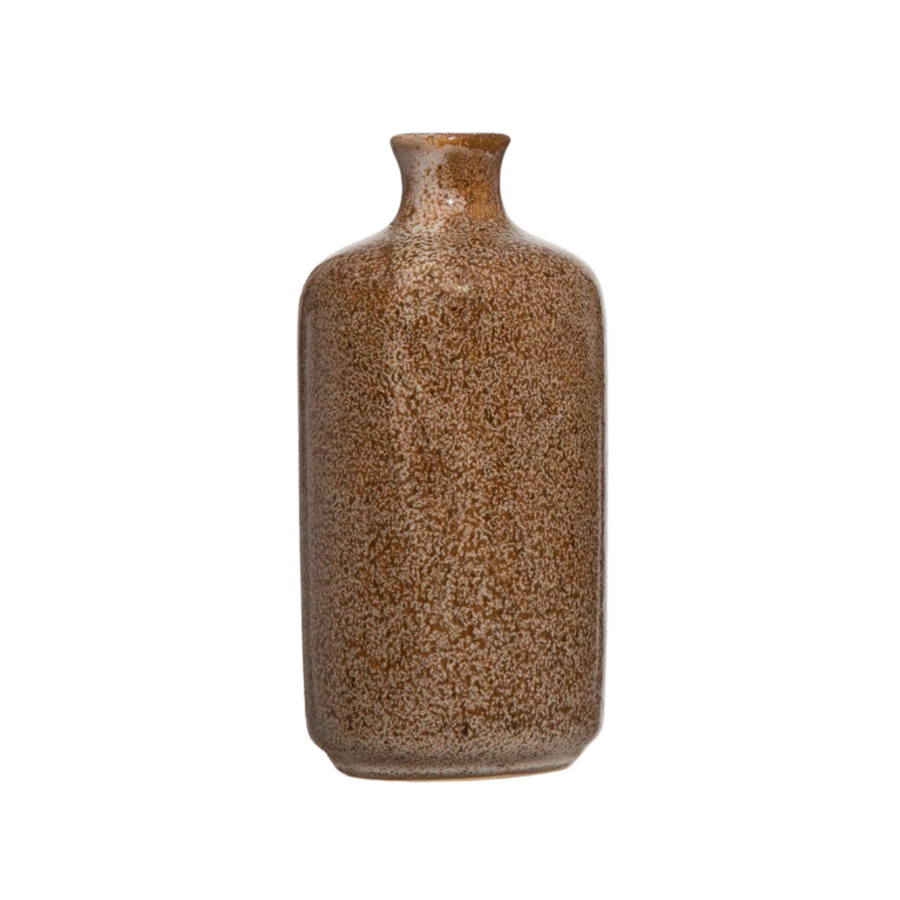 Small Orange Speckled Stoneware Bottle